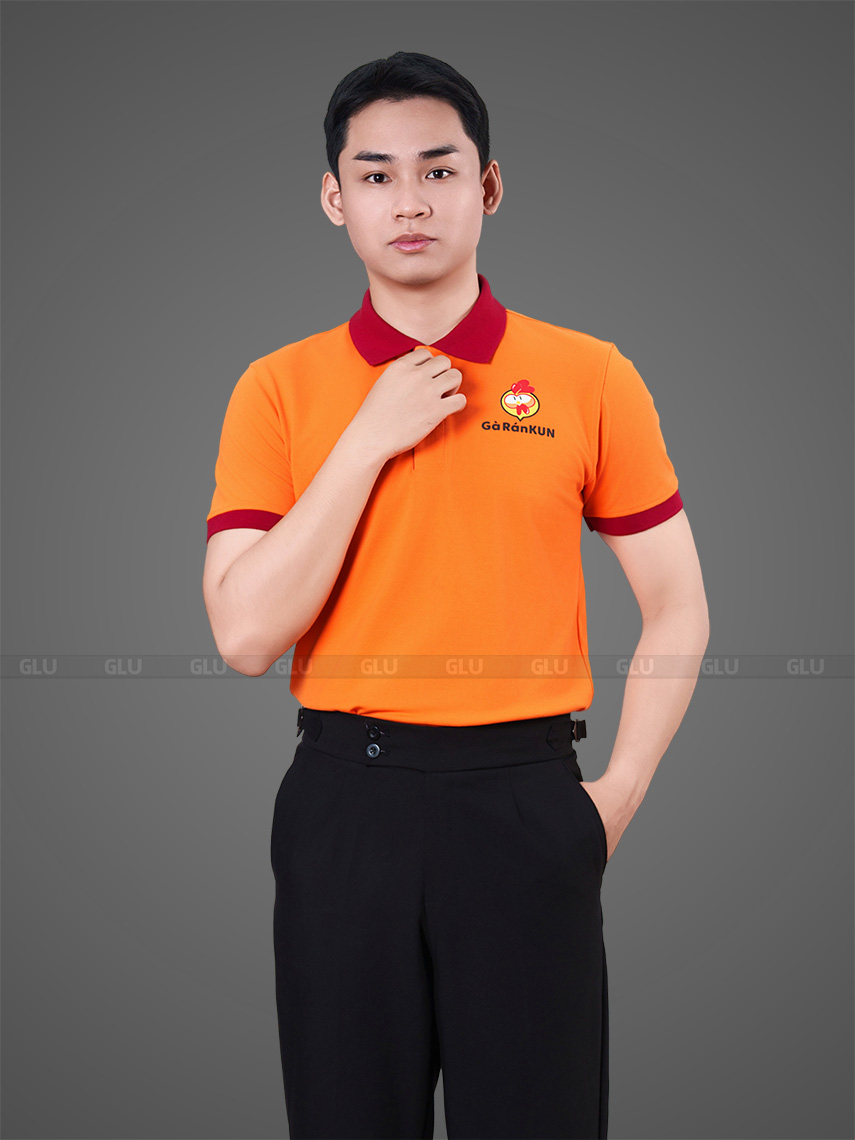 áo thun đồng phục công ty màu cam gà rán kun (5)