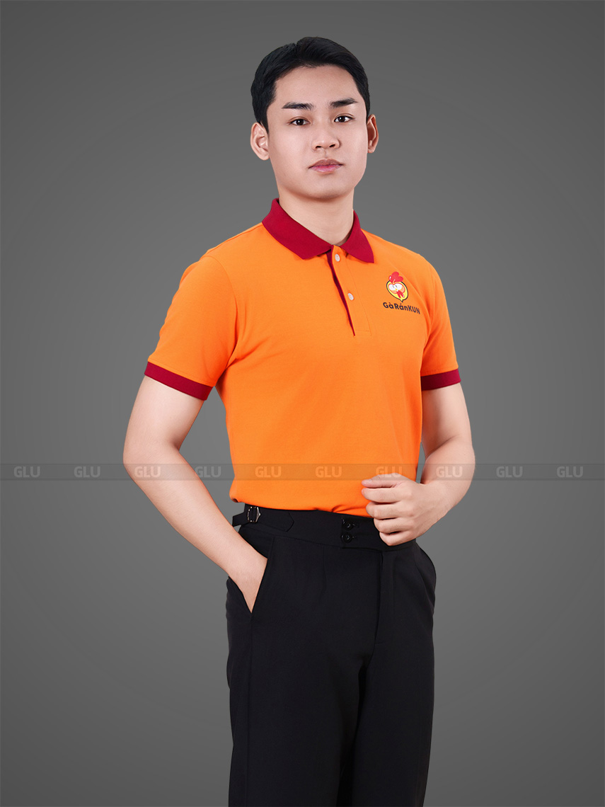 áo thun đồng phục công ty màu cam gà rán kun (6)