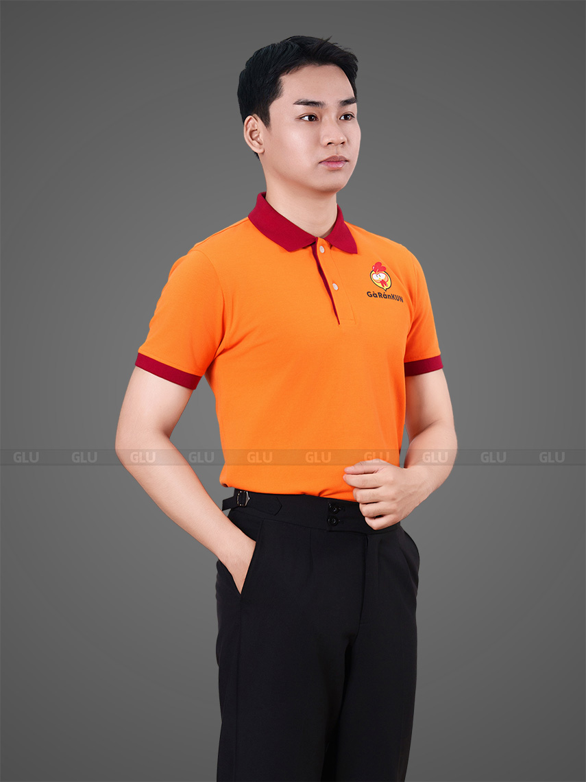 áo thun đồng phục công ty màu cam gà rán kun (7)