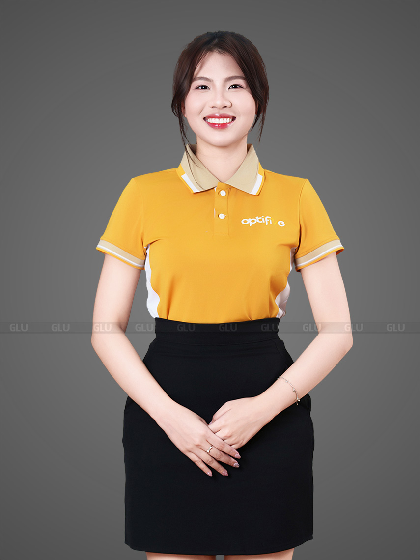 Áo thun đồng phục Optivefive - Màu vàng cam đậm phối trắng 3