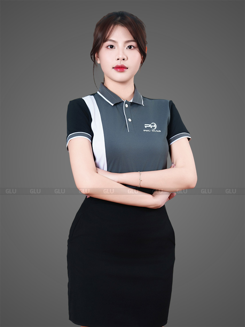 đặt may áo thun đồng phục màu xám phối đen cao cấp dn0022 (1)