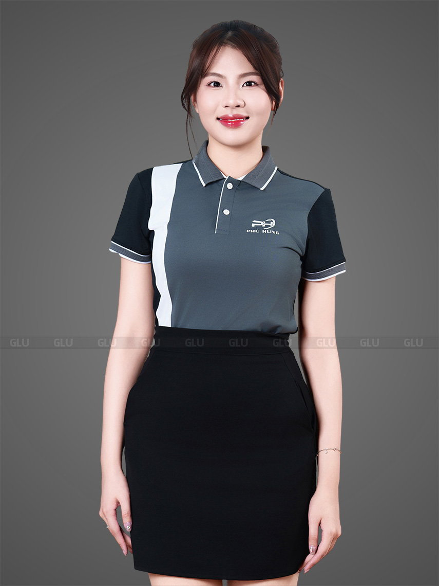 đặt may áo thun đồng phục màu xám phối đen cao cấp dn0022 (4)