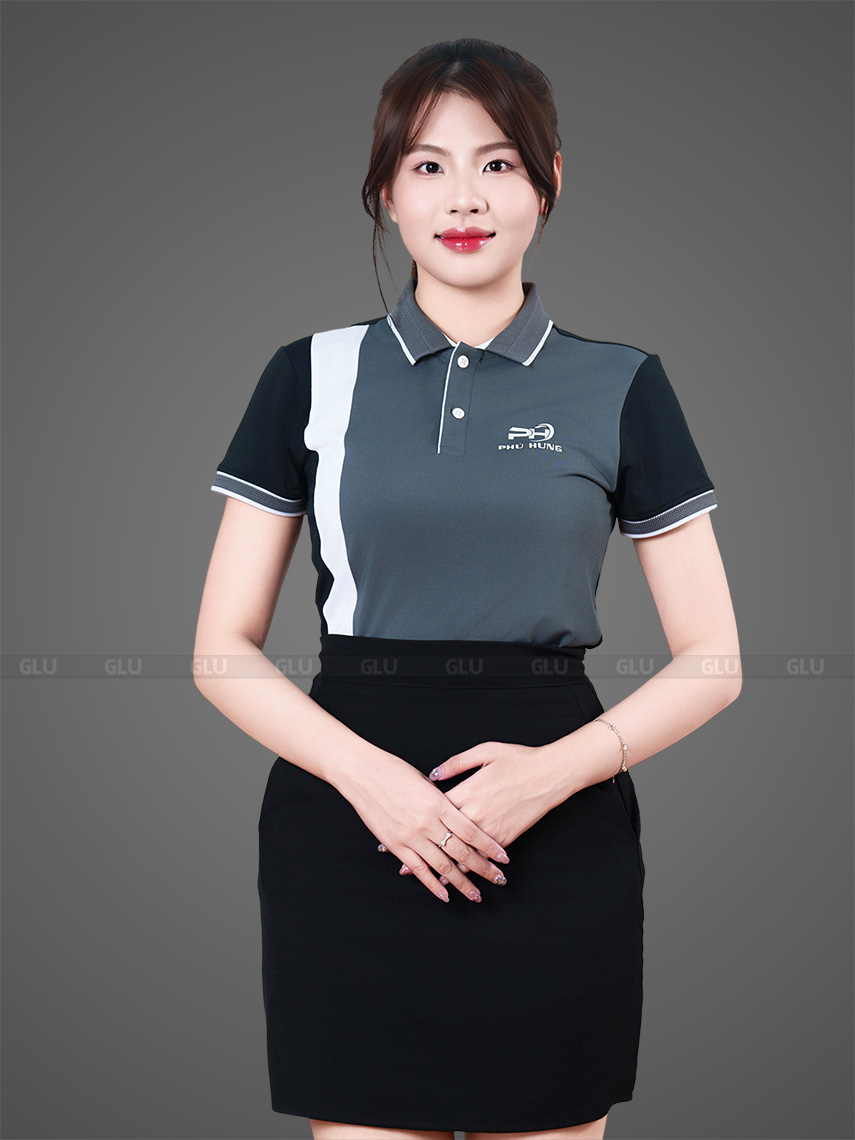 đặt may áo thun đồng phục màu xám phối đen cao cấp dn0022 (5)