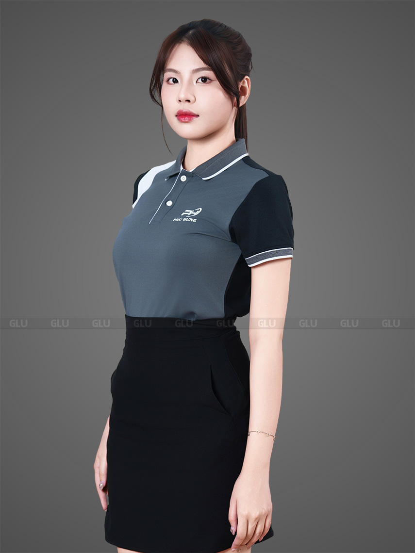 đặt may áo thun đồng phục màu xám phối đen cao cấp dn0022 (6)