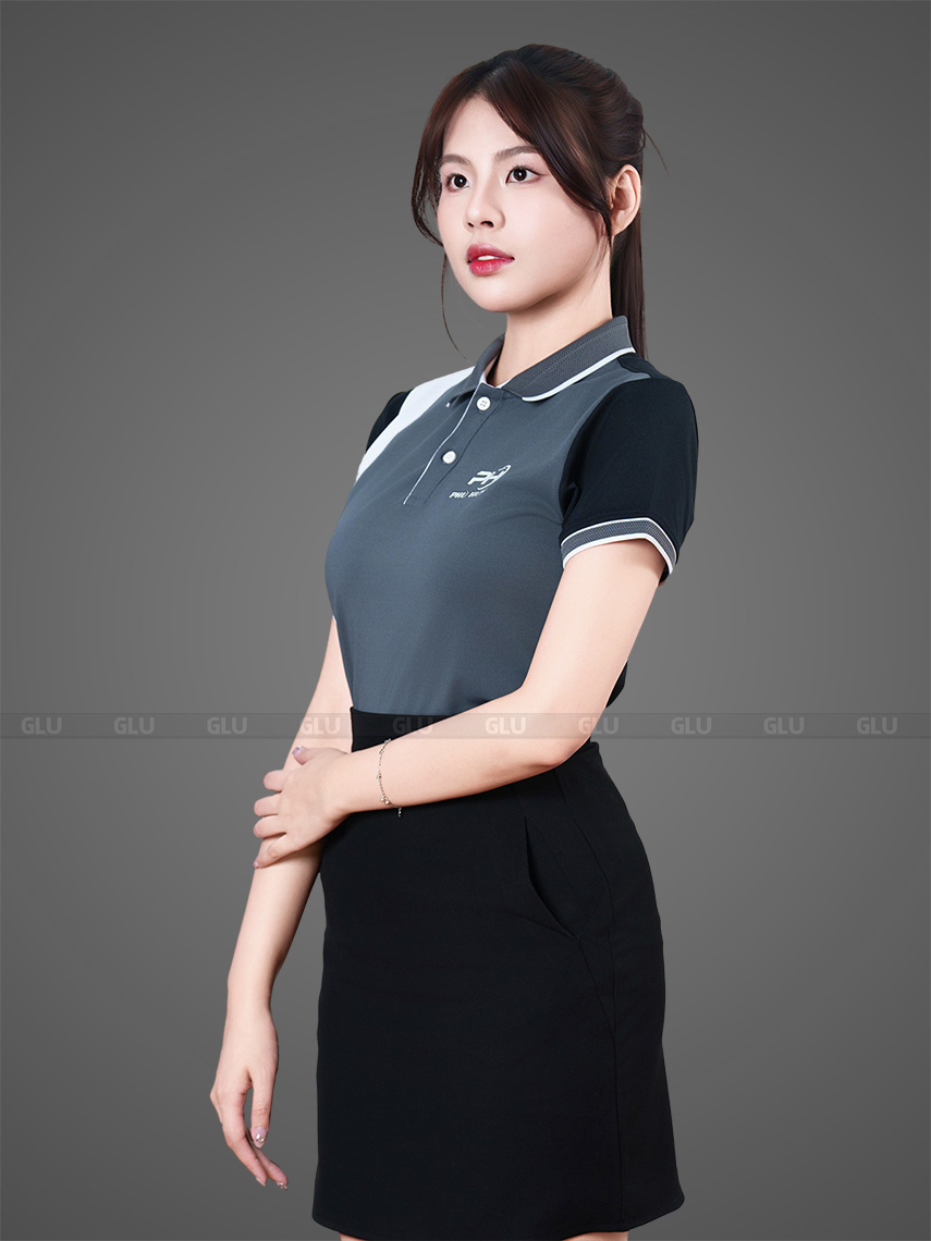 đặt may áo thun đồng phục màu xám phối đen cao cấp dn0022 (7)