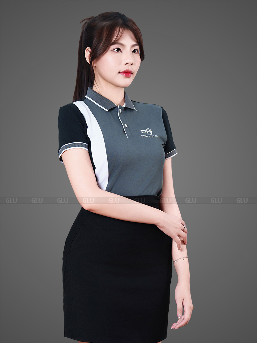 đặt may áo thun đồng phục màu xám phối đen cao cấp dn0022 (8)