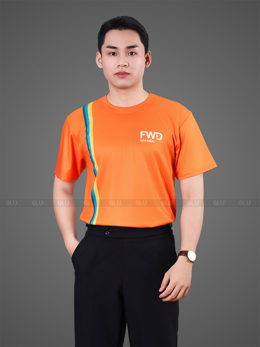 mẫu áo thun công ty màu cam dáng cổ tròn (3)