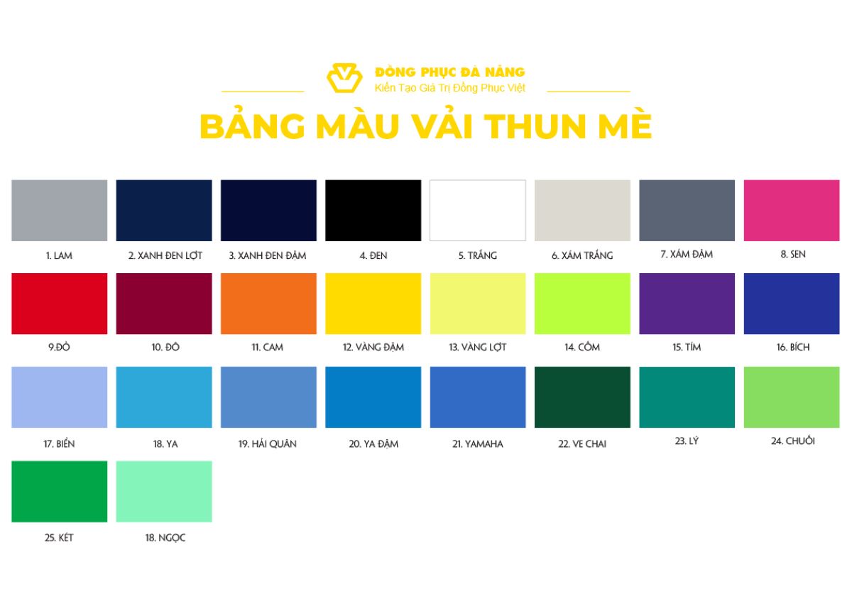 Bảng màu vải thun mè