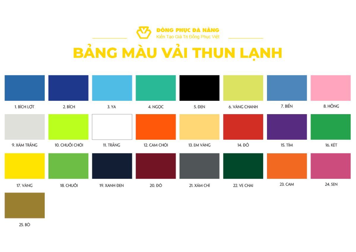 Bảng màu vải thun lạnh