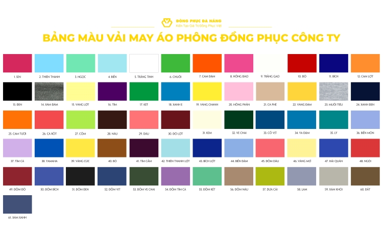 Bảng màu vải may áo phông đông phục